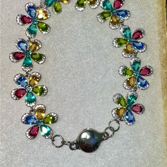Multicolor Floral Gemstone Bracelet
